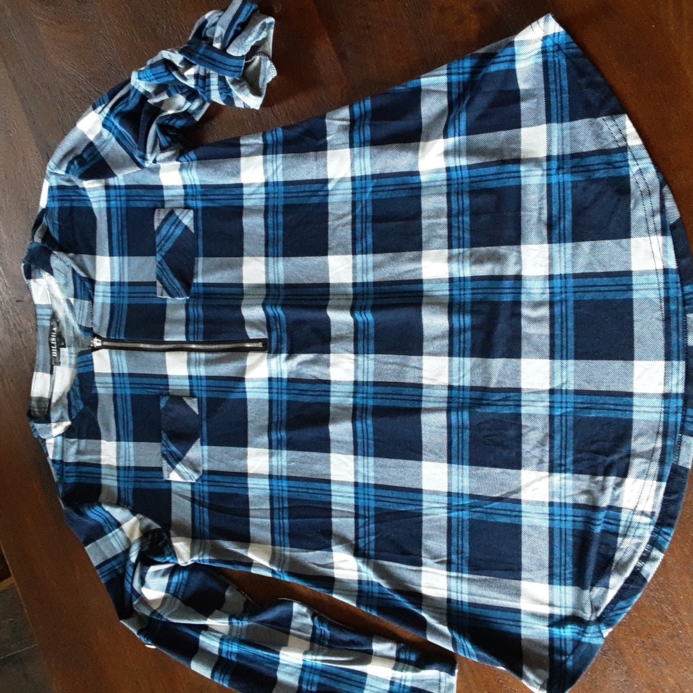 Blue Plaid Long Sleeve Shirt
